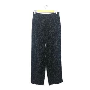 Talbots Vintage Velvet Burnout Straight Leg  Black Pants Sheer Overlay Petite 10